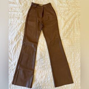 Meshki Brown Faux Leather Leggings